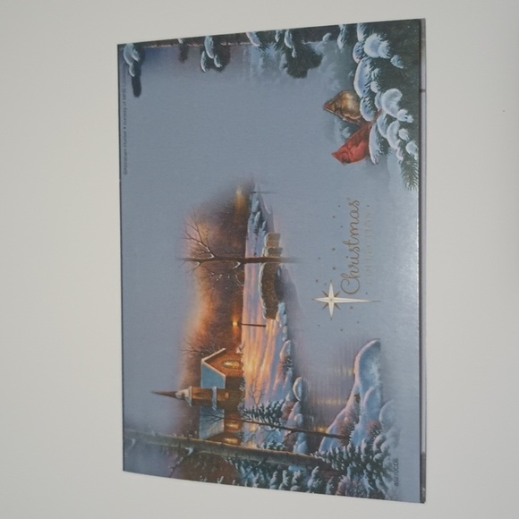 $2 Add-on Foil Snowy Church Scene Christmas Card & Envelope Gold - Picture 6 of 9